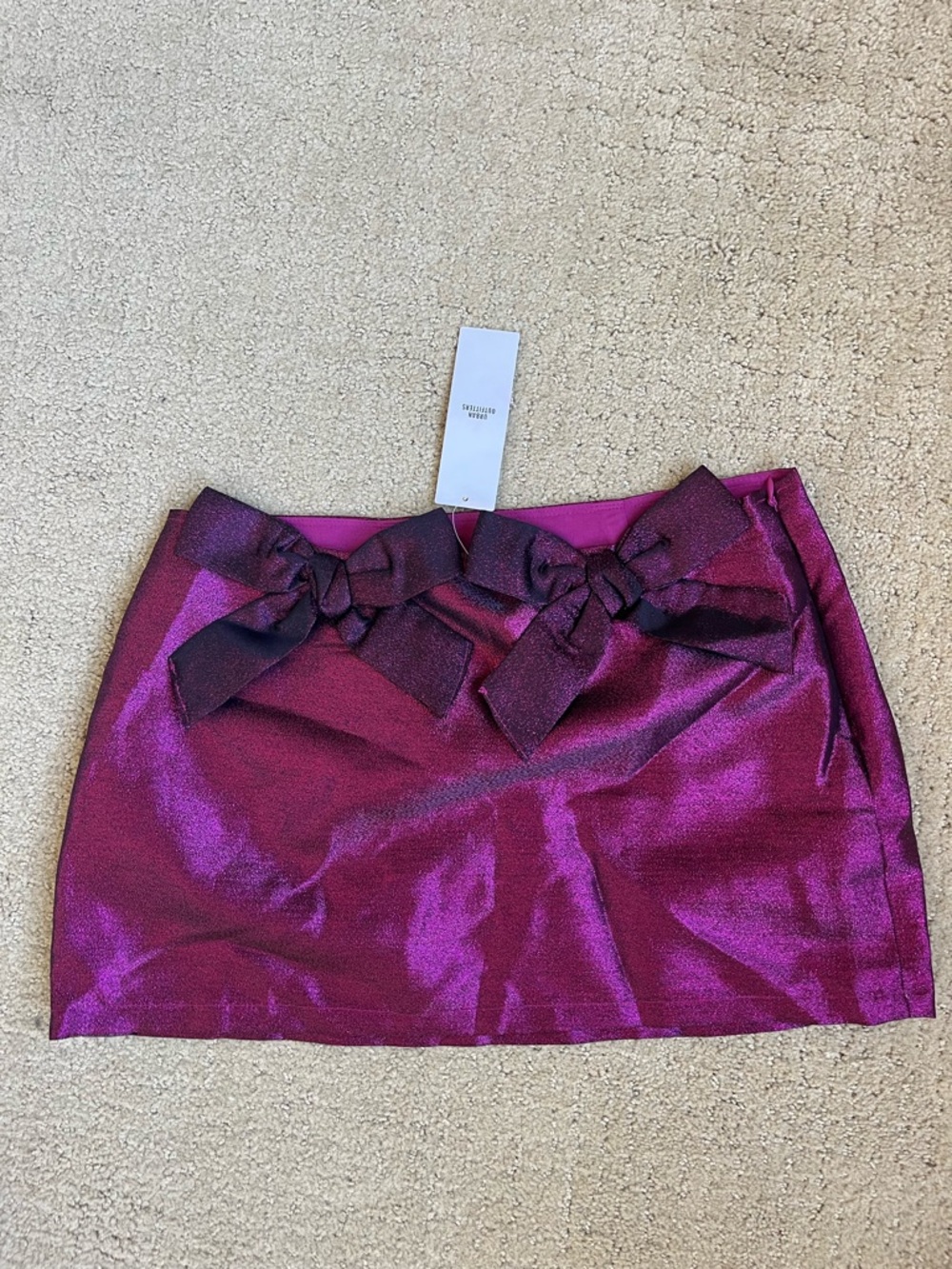 Urban Outfitters Shimmering Fuchsia Mini Skirt with Double Bow Detail